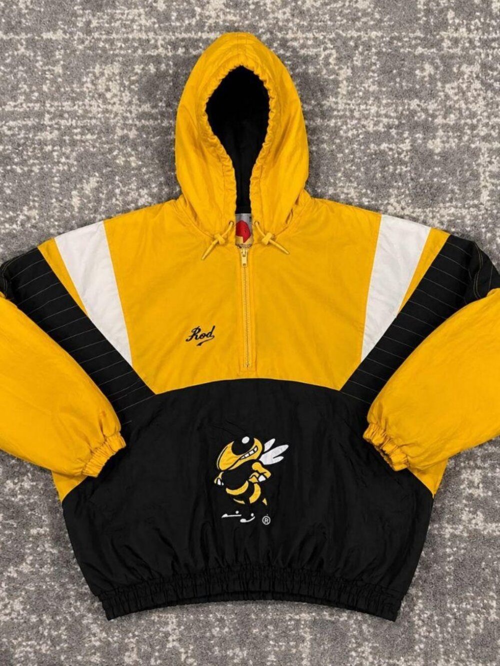 Vintage Black Yellow George Tech 90s Starter Jacket